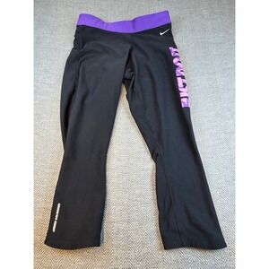Nike Dri-FIT Just Do It Graphic Crop Flare Pants Black Purple Womens Small